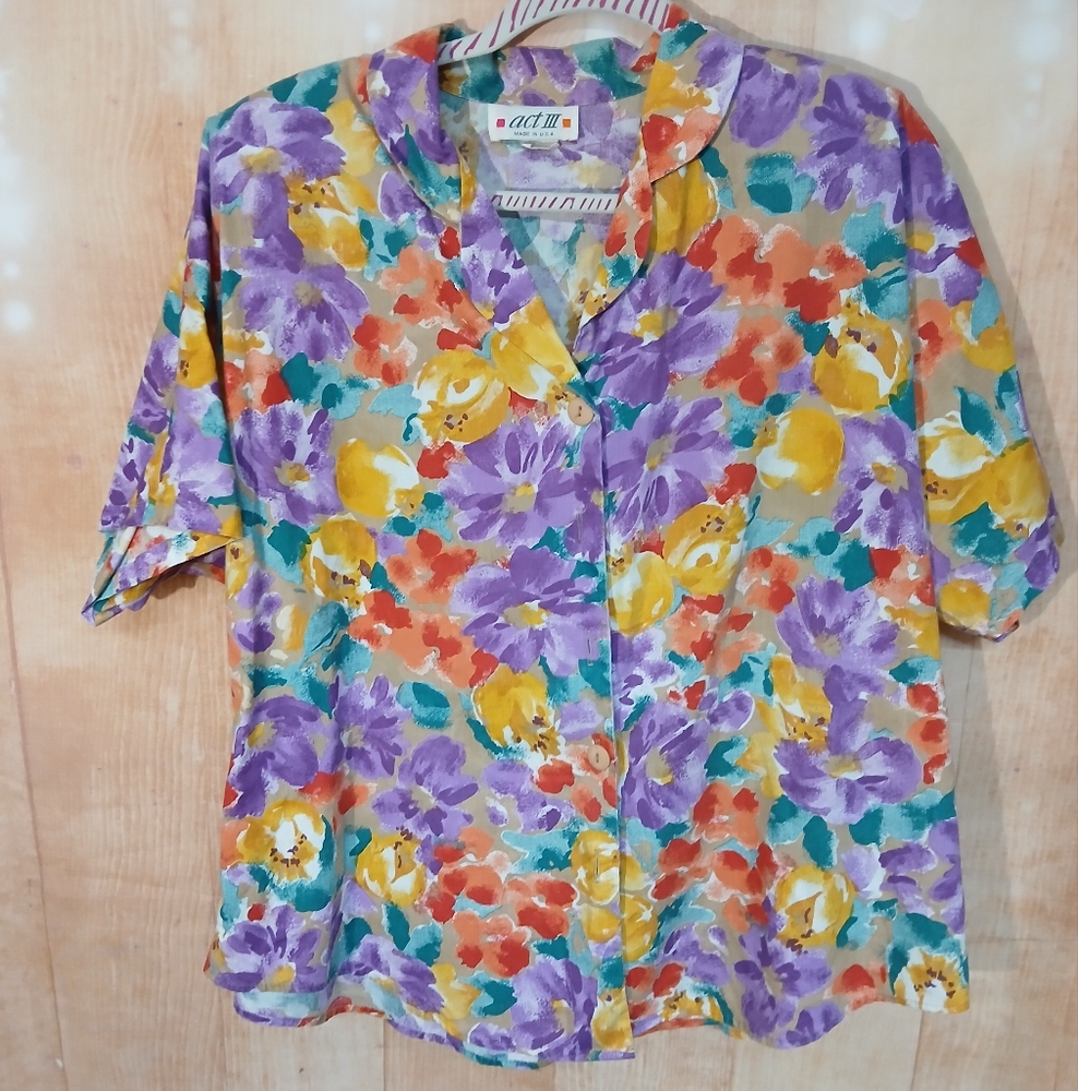 Yellow and Purple Button Down Shirt